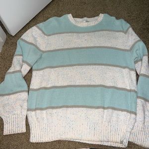 blue and white sweater